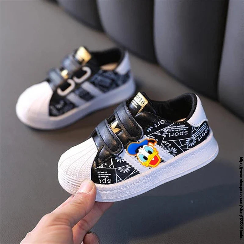Toddler Baby Sneakers Mickey Minnie Child Boys Girls Infant Sport Shoes Spring 1~6 Years Old Kids First Walker Soft White Shoe