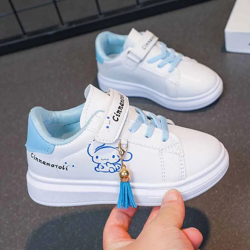 Sanrio Girls's Fashion Cute Cartoon Cinnamoroli Casual Sports Shoes Kid's Lovely Tassels Anti-skid Sneakers Children Board Shoes