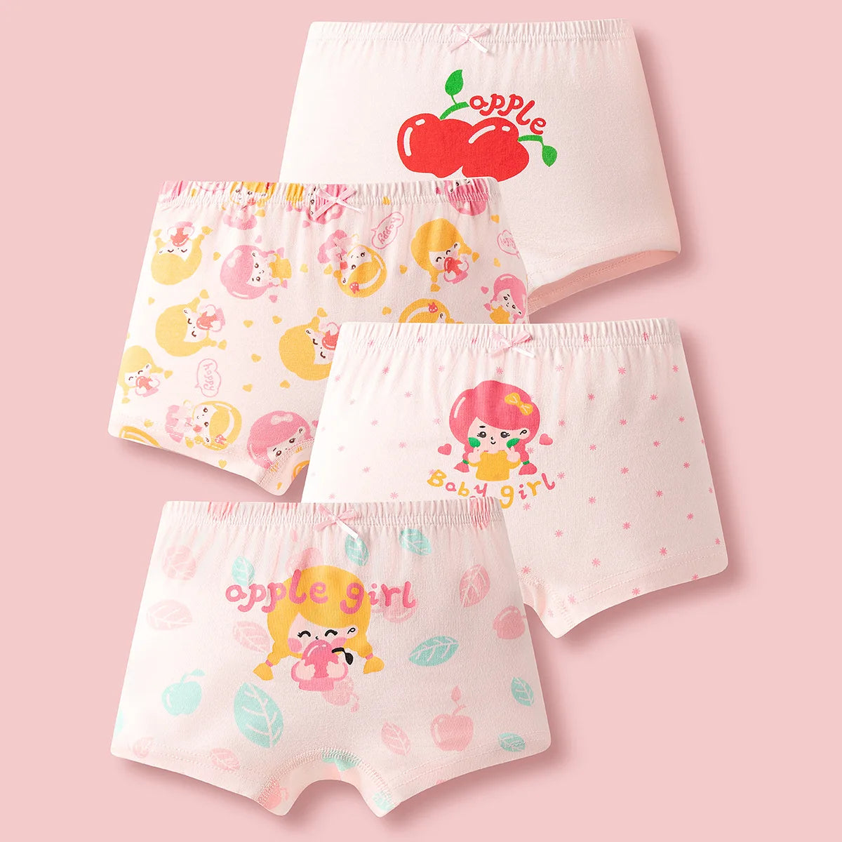 4pcs Cotton Girls Soft Panties Baby Lovely Character Pattern Cartoon Panty Students Boxer Briefs Kids Underwears Children Boxers