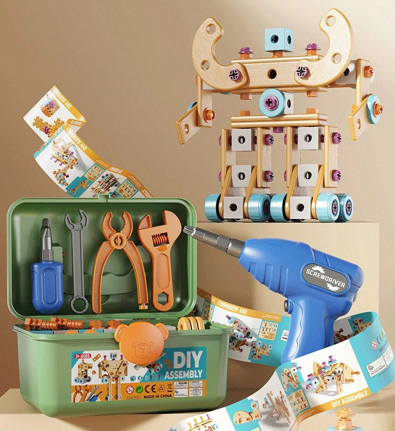 DIY Nut Hand Disassembly Assembly Puzzle Simulated Screwing Toolbox Early Educational Kids Toy Shape Insert Blocks Toys For Boys