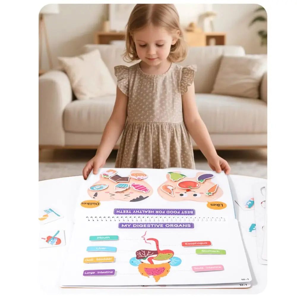 Interactive Learning Body Structure Busy Book Tear Pull Early Education Quiet Book Adhesive Book Cognitive Development