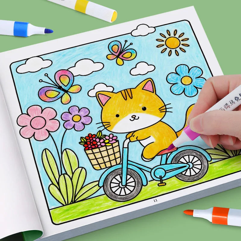 24 Page Fun Coloring Book, Warm Moments for Girls, Creative Entertainment, Fantasy Illustrations, Hand Drawn Art Drawing Book