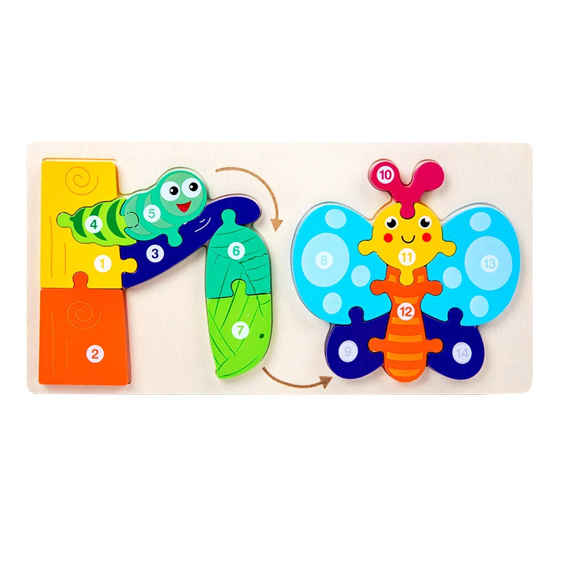 Baby Toy Wooden 3D Puzzle Toys Life cycle puzzle Cartoon Jigsaw For Children Baby Early Education Intelligence for Kids