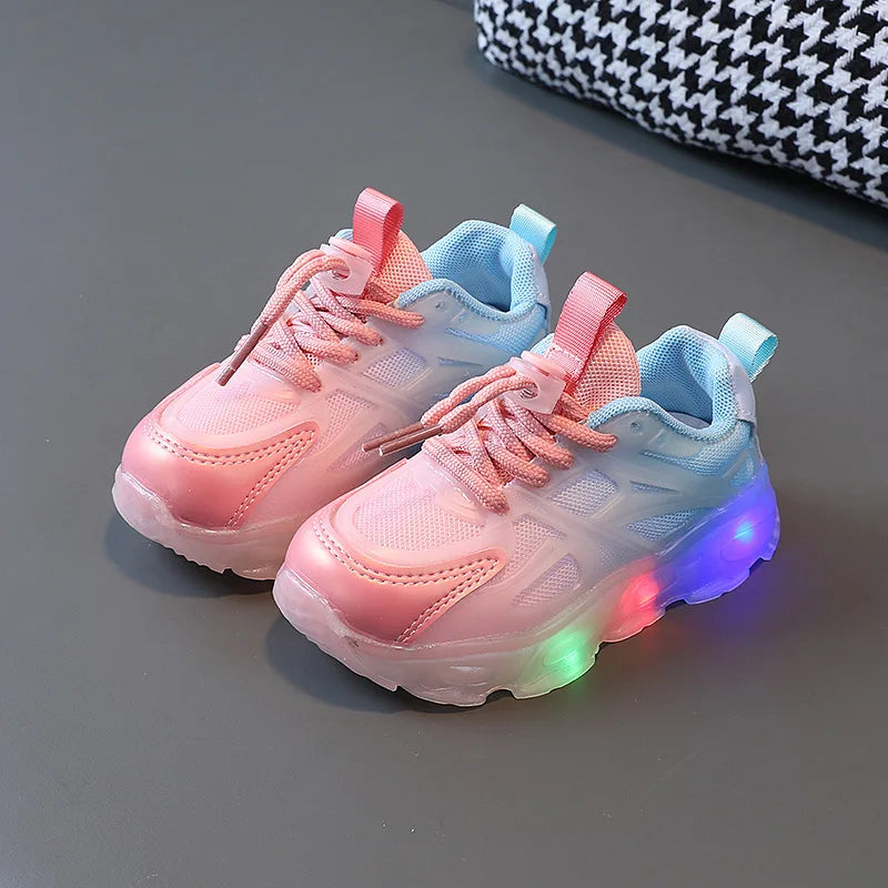 New Girl Sneakers LED Light on Child Shoes Gradient Colors Comfort Soft Sole Anti Slip Boy Shoe Spring Trendy Casual Shoes Niños
