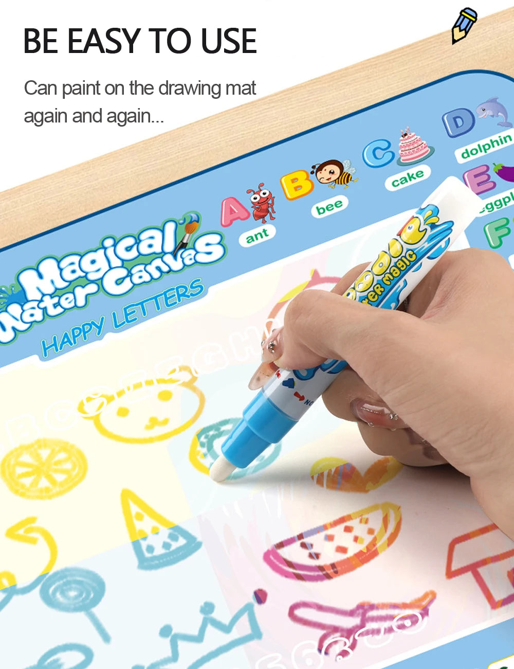 100x80CM Magic Water Drawing Doodle Mat With Reusable Magic Pens Coloring Painting Board Montessori Educational Toys Kids Gifts