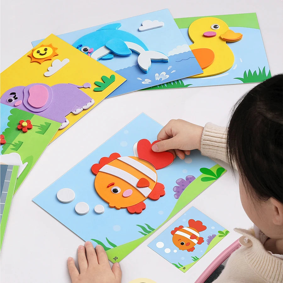 6pcs/set 3D EVA Foam Sticker DIY Cartoon Princess Animal Puzzle for Children Kids Multi-patterns Styles Toys for Children Gift