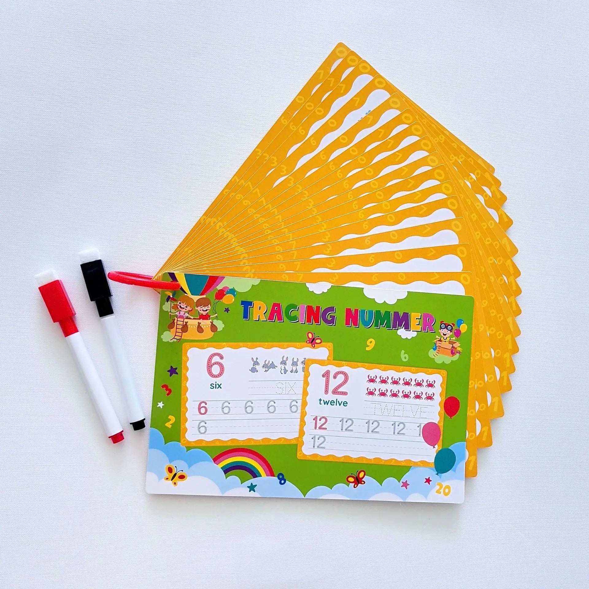 Children's Montessori Early Education Handwriting Exercise Book Reusable Word Writing Practice with Pen Training Card