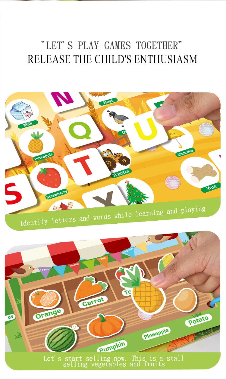 Busy Book for Toddlers Ages 2-6 Quiet Book Preschool Learning Activity Reusable Sticker & Velcro Matching Montessori Fine Mot