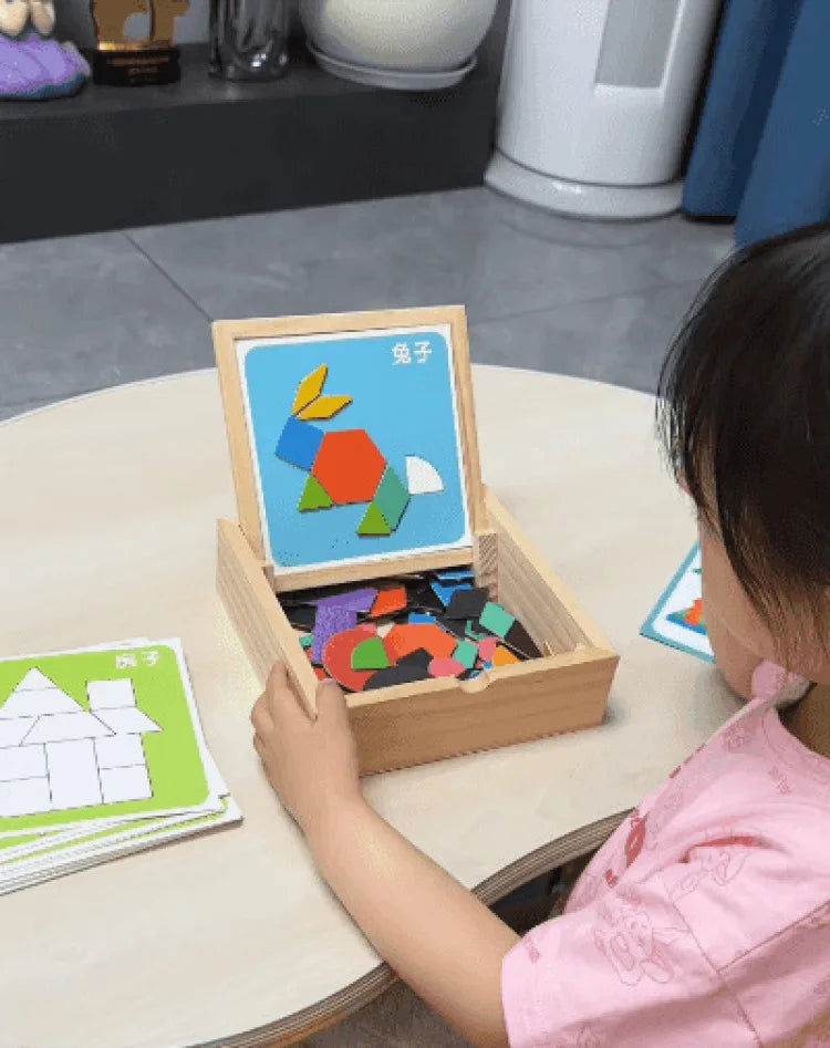 Magnetic Building Blocks Wooden Geometric Puzzle Exercise for Brain Intelligence Development Geometric Thinking Training for 2-8