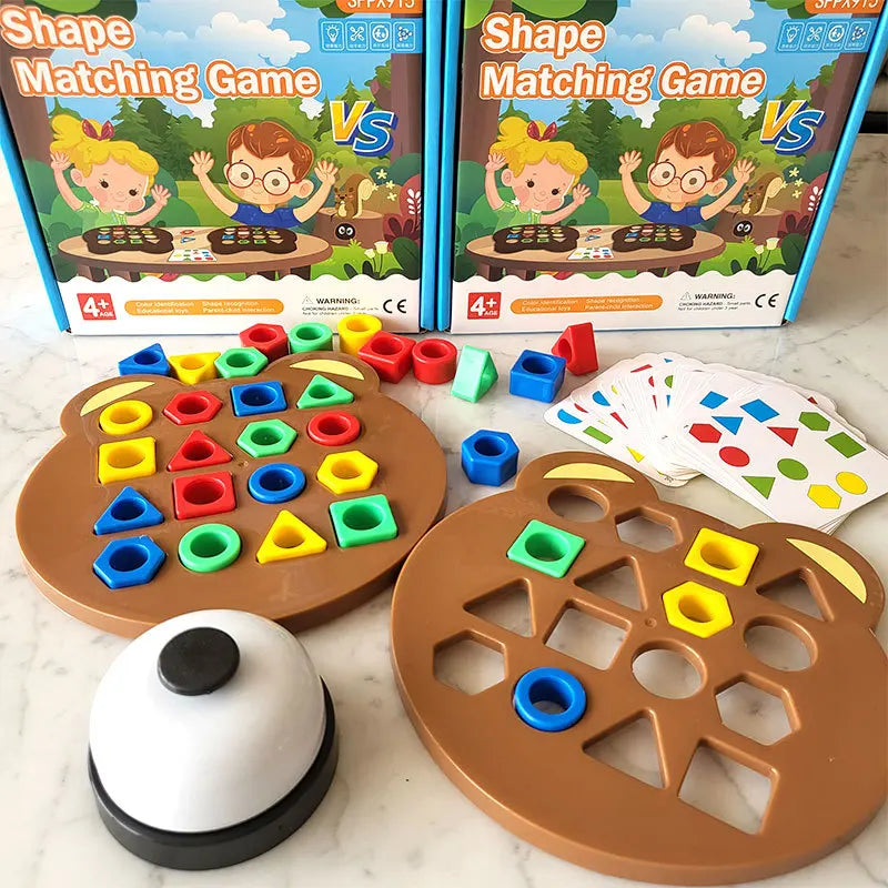 A new type of puzzle toy for young children, featuring geometric shapes matched with wooden blocks for parent-child interactive