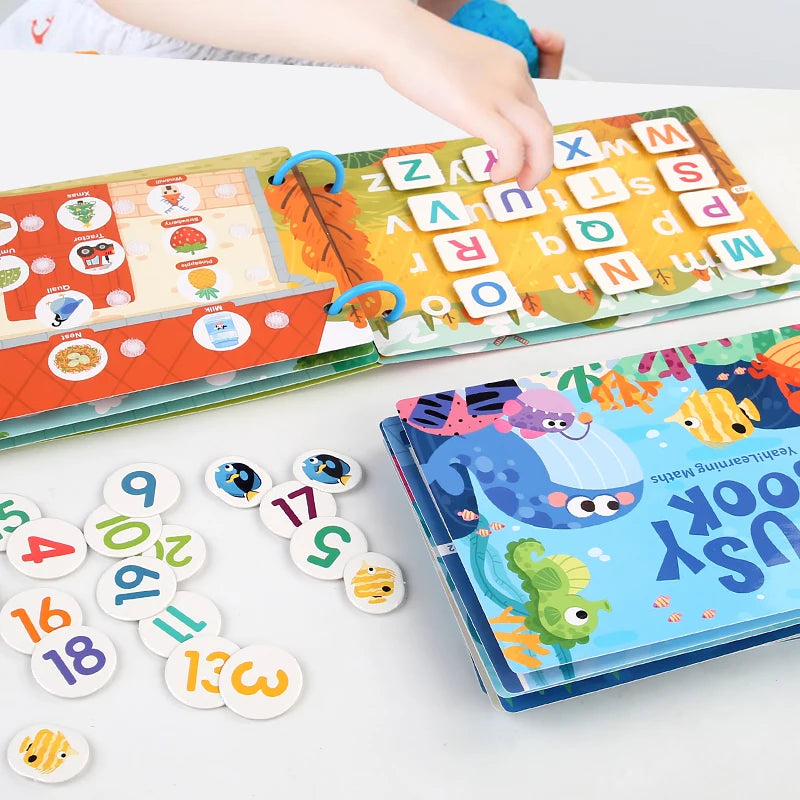 Early Education Puzzle Enlightenment Busy Book, Multiple Themes of Cognitive Tear-Off Toy Book, Early Development of Concentration and Hand-Eye Coordination