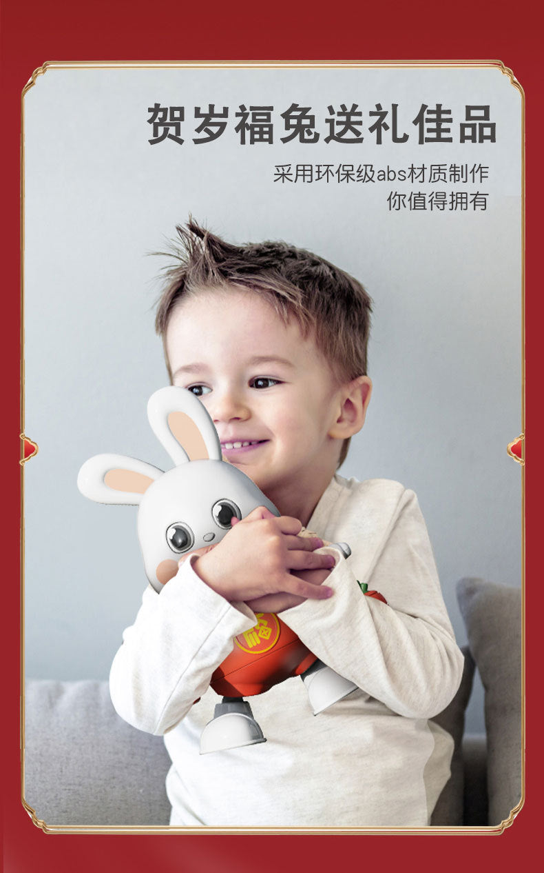 Electric Dancing Little Fu Rabbit TikTok Same Style Robot Light Music Children's Educational Luminous Toys