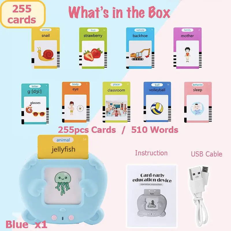 Learning English Flash Cards Machine Electronic Audio Book Toy Montessori Educational Toy for Children Christmas Gift 2026 New