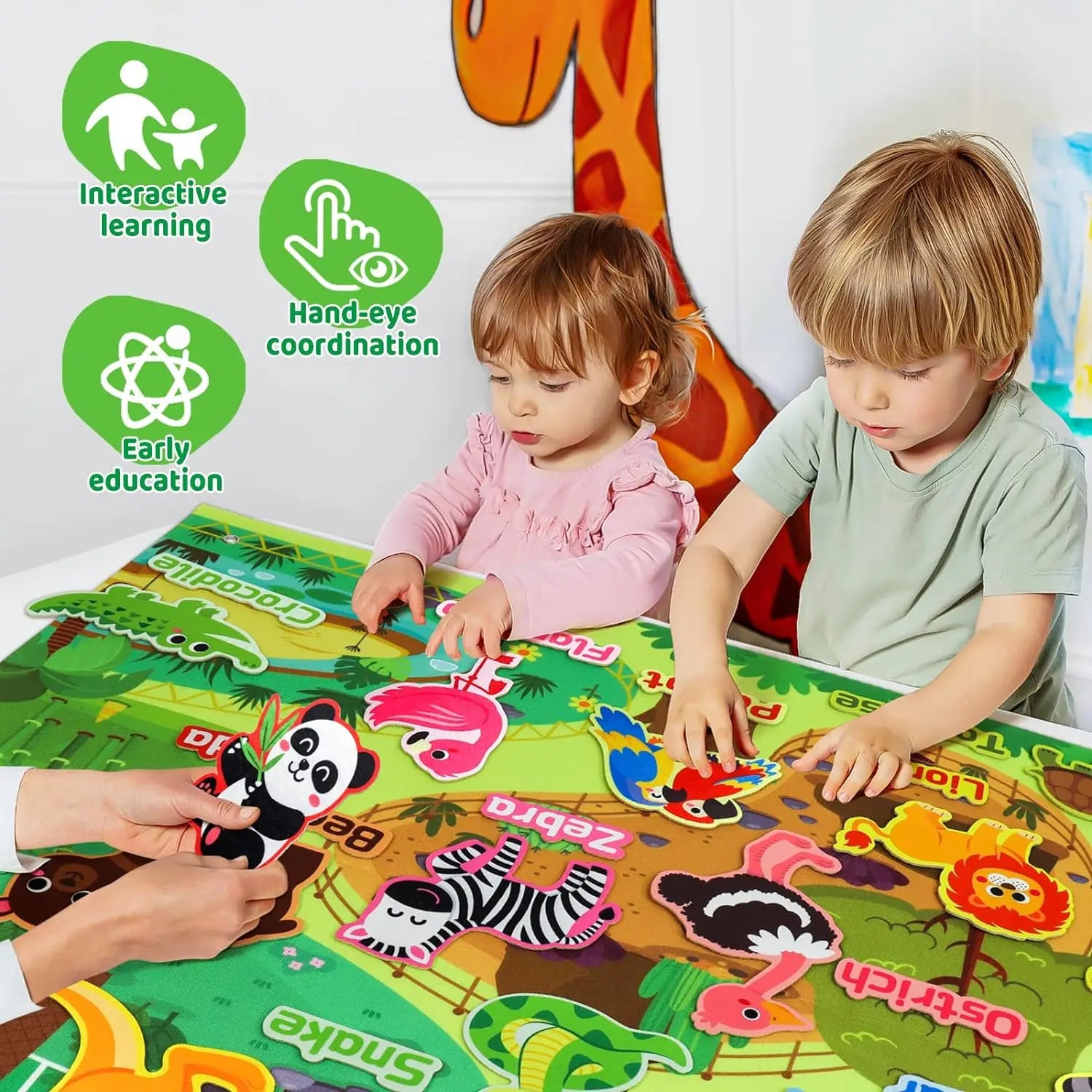Zoom Animal Felt Story Board Montessori Early Learning Toy Themed Storytelling Flannel Toys Interactive Game Wall Hanging Gifts