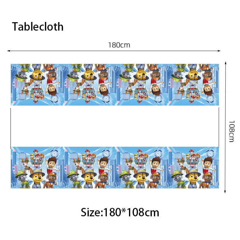 Paw Patrol Birthday Decorations Paw Patrol Tableware Plates Cups Balloons Banner Backdrop Cake Toppers Gift Bags Party Supplies