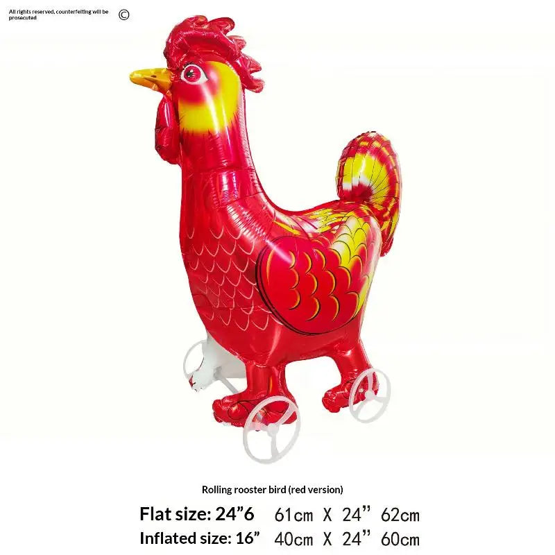 4D Cartoon Foil Balloons Elephant Stand Walking Balloon With Wheel For Kids Birthday Party Decoration Baby Shower