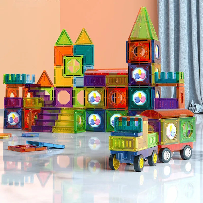 Magnetic Building Blocks Magnet Tiles Marble Run Race Track Blocks Model Construction Set Educational Magnet Toys for Children