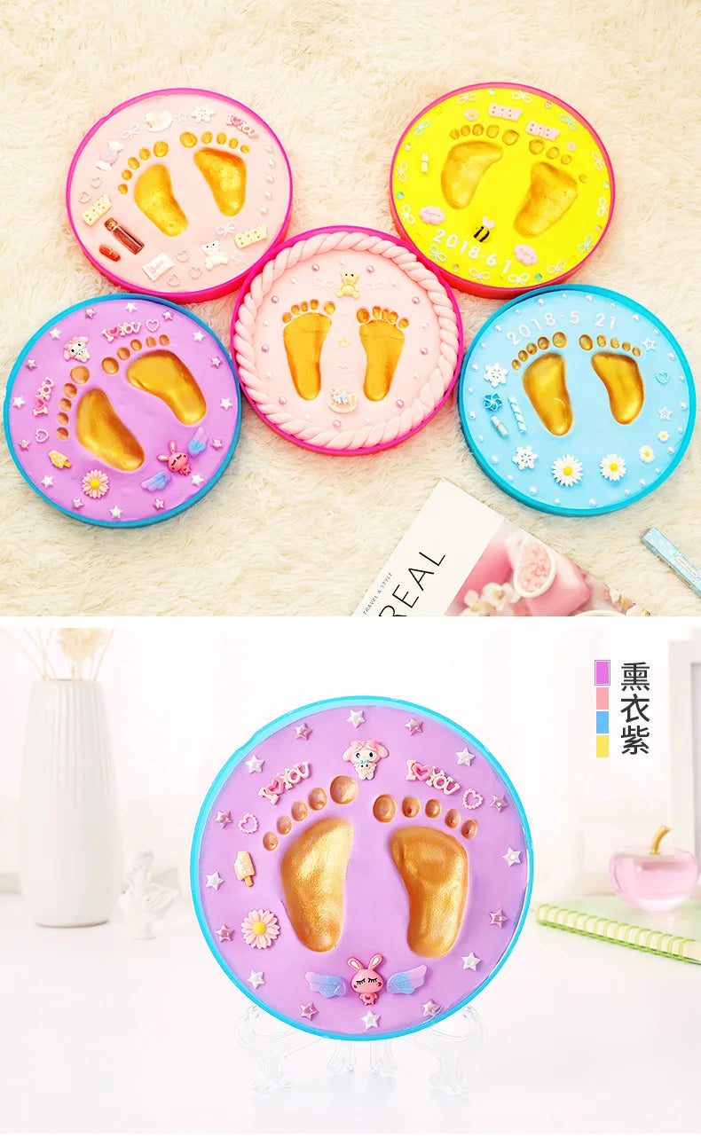 Baby Children's Hand and Foot Printing Mud Creative Diy Baby 100 Day Full Moon Gift First Year Souvenir