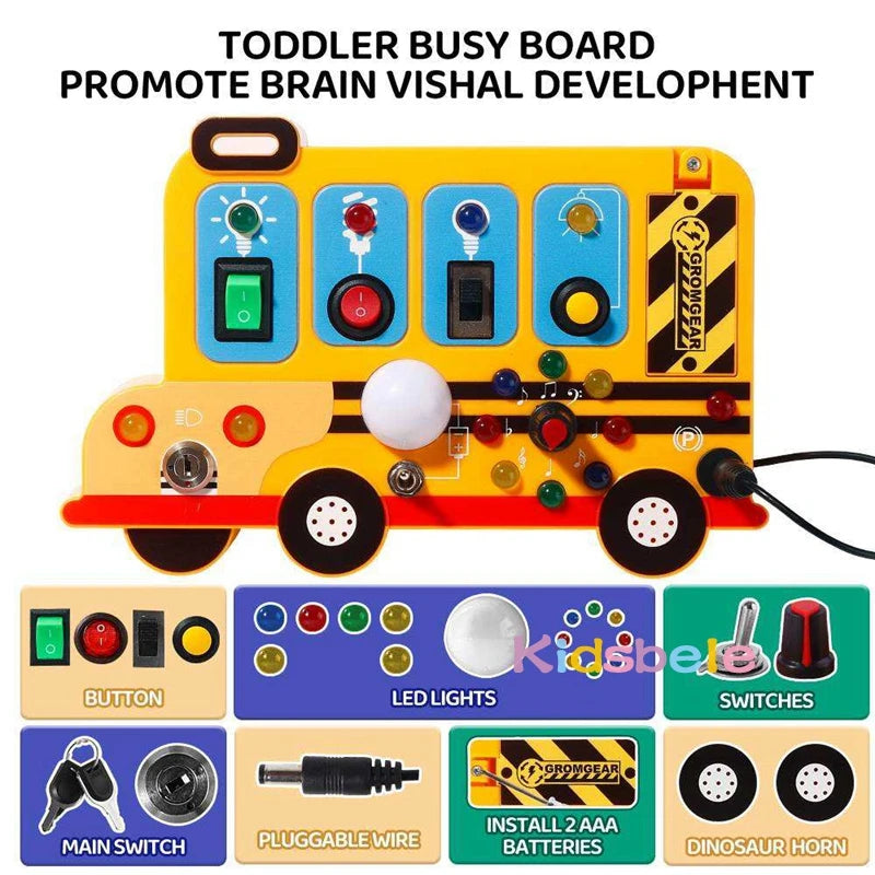 Educational Busy Board Toy for Toddlers,  Montessori Sensory Play Board for Fine Motor Skills and Brain Development