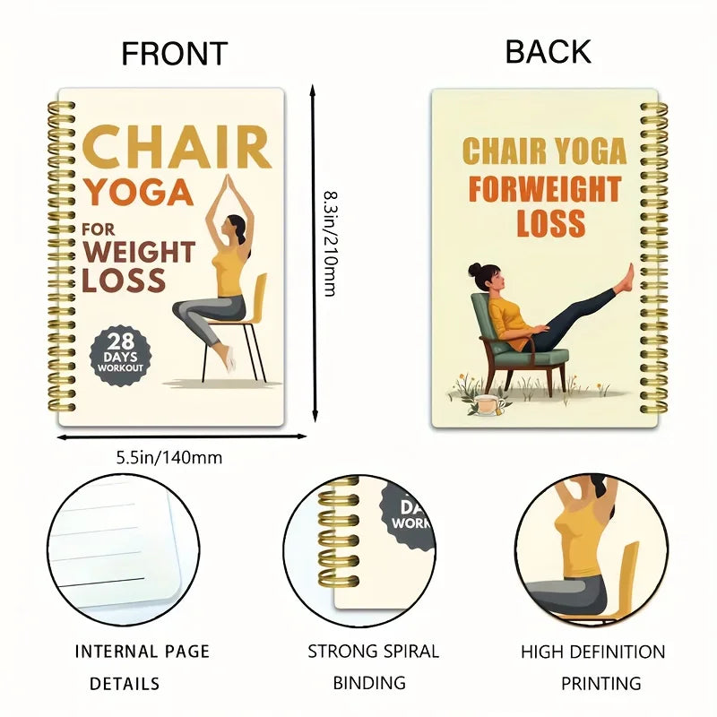 28-Day Chair Yoga Weight Loss Plan&Log – 32 Sheets/64 Pages Illustrated Guide with Daily Exercises Diet Tips & Progress Tracking