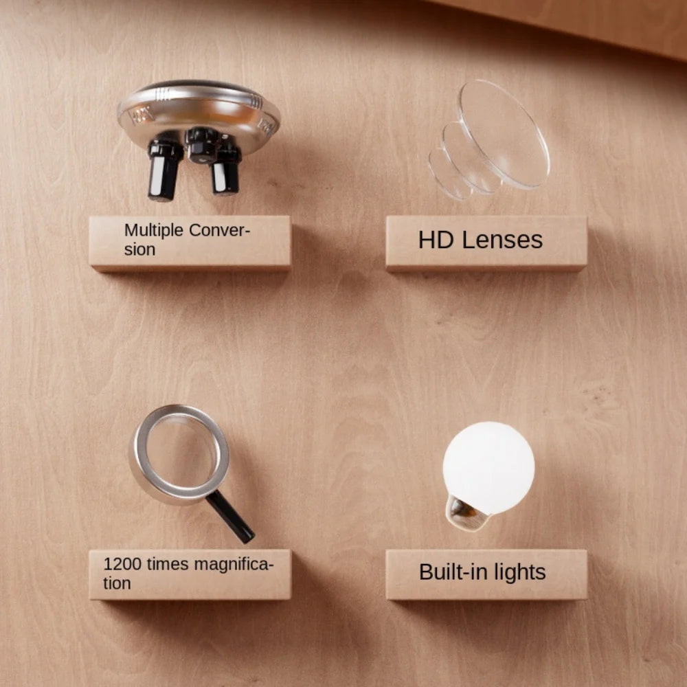 200x 600x 1200x Children Microscope Kit HD Adjustable Pocket Microscope Observing Bacteria Biological Science