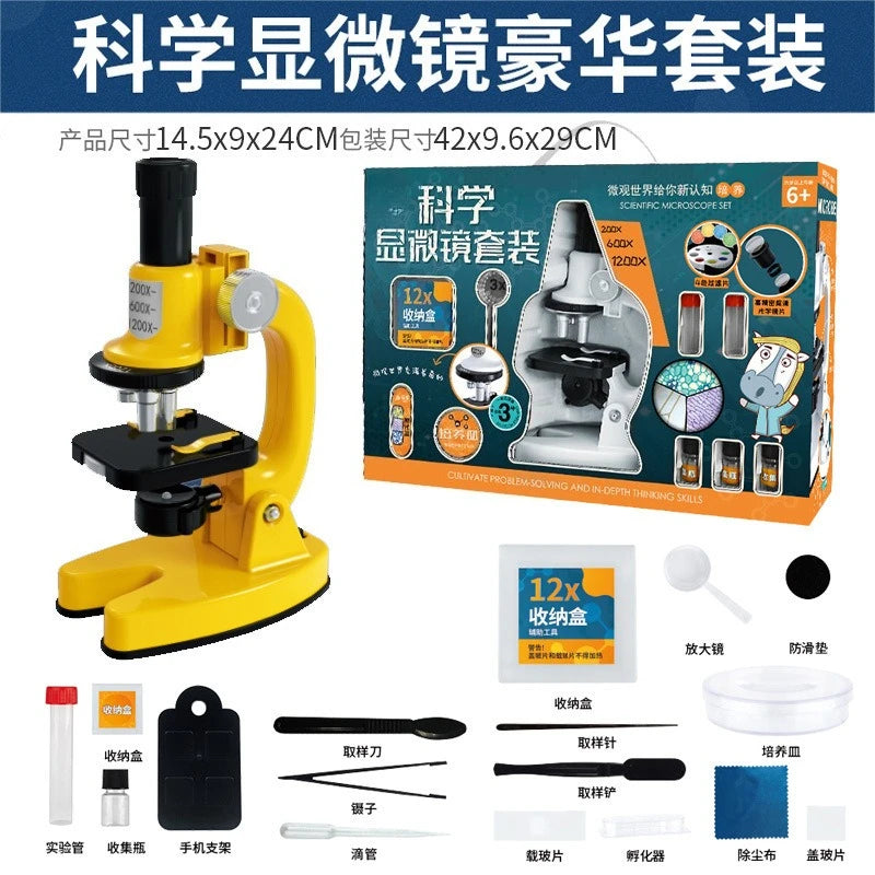 High definition 1200 times microscope toy set for primary and secondary school students science experiment puzzle science and