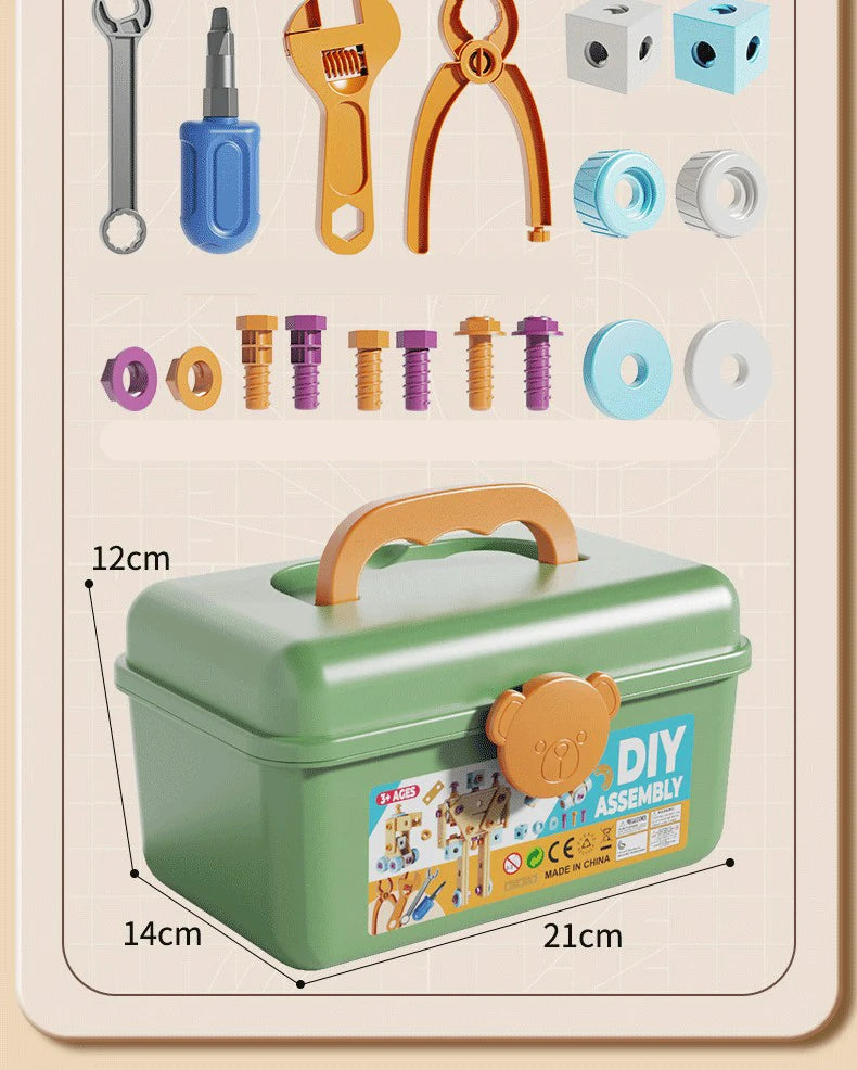 DIY Nut Hand Disassembly Assembly Puzzle Simulated Screwing Toolbox Early Educational Kids Toy Shape Insert Blocks Toys For Boys