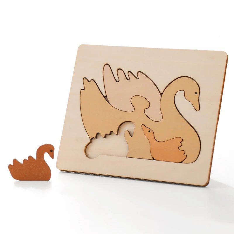 Wooden Puzzle Montessori Toys Baby Cartoon Ocean Animal Colorful Learning Education Block Toys Tangram Jigzaw Cognitive Kid Gift