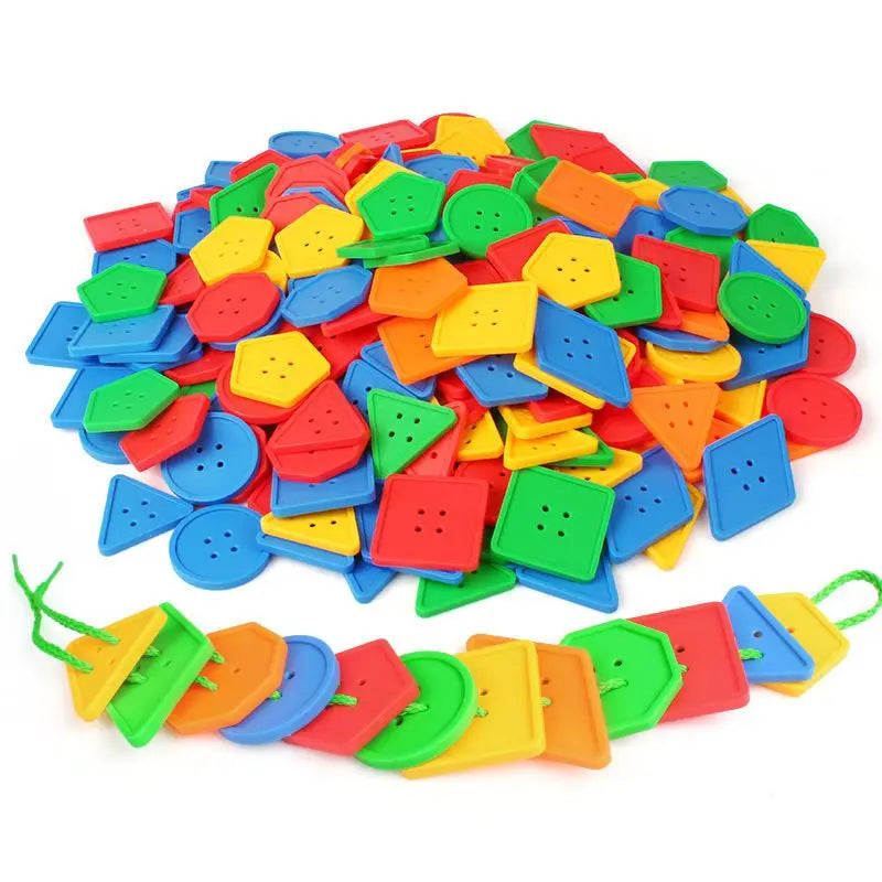 Montessori Toys 20 Pcs Educational Toys for Children Early Learning Geometric Blocks Threading Buttons Teaching Aids