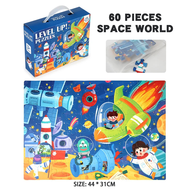 60-piece paper Custom Montessori Kids cartoon puzzle puzzle creative toy puzzle set for kids boys and girls