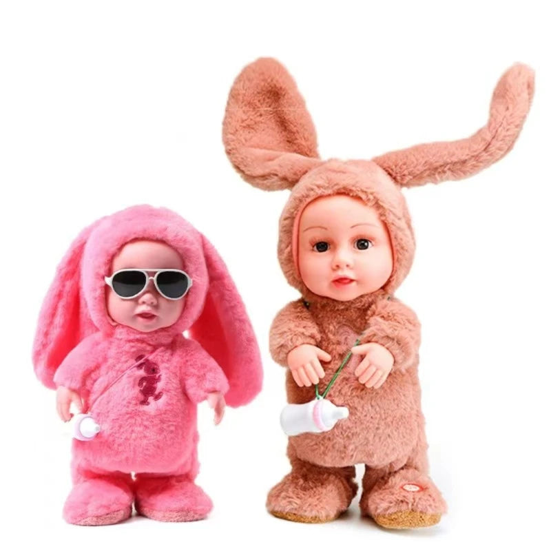 HYRAX Children's Electric Plush Baby Doll with Milk Bottle Can Sing Dance Walk Talk And Mimic Rechargeable Toy For Girls