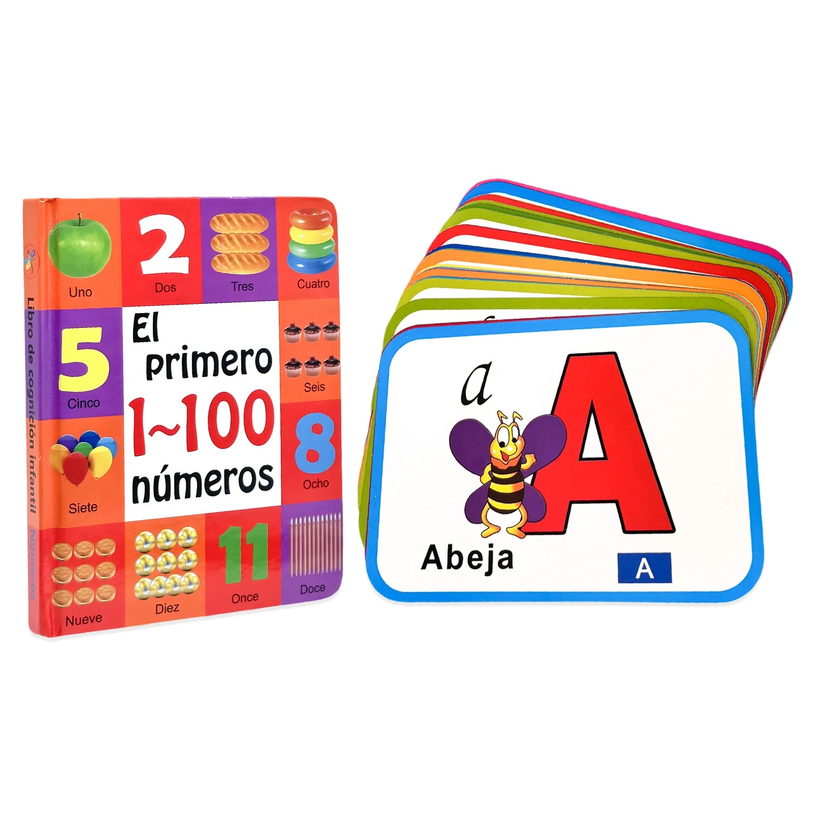 Baby Cognitive Learning Collection: Spanish Number Book + Letter flashcards, Preschool education tools, Gifts for Young children