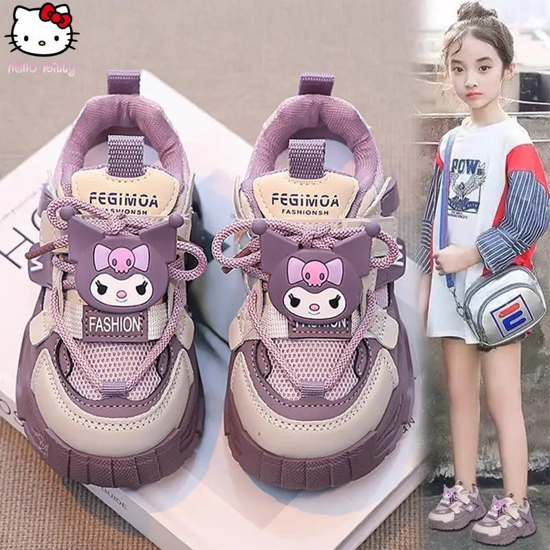 Anime Girls Kuromi Autumn New Board Shoes Sanrio Sports Dad Shoes Children Cartoon Kawaii Comfortable Breathable Casual Shoes