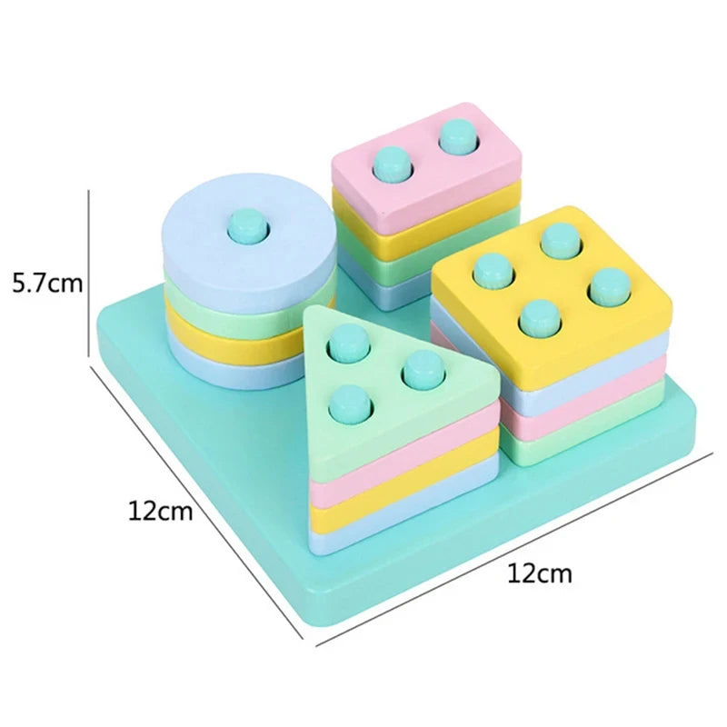 Baby Montessori Puzzle For Children 1 to 3 Years Wooden Toys Building Blocks Learning Educational Toys Color Shape Match Puzzle