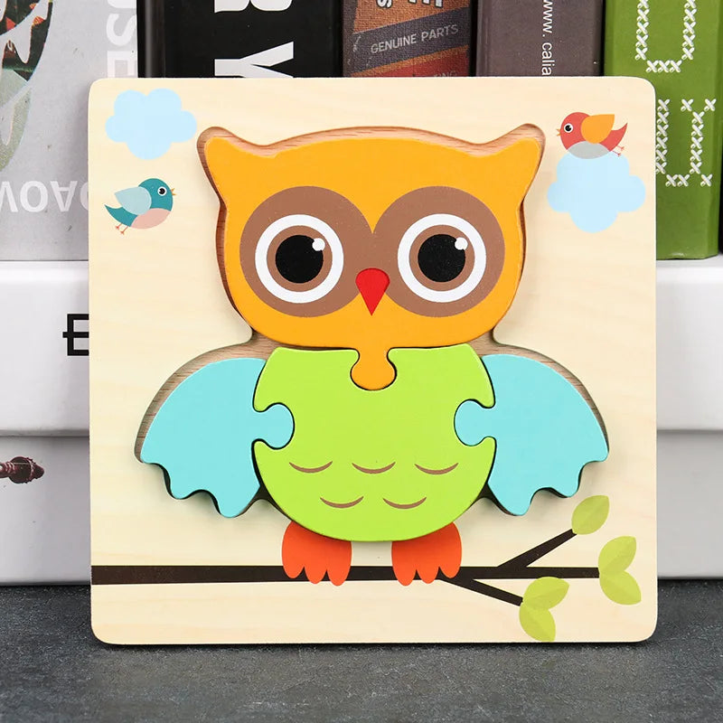 Baby High Quality 3D Wooden Puzzles Educational Cartoon Animals Early Learning Intelligence Puzzle Game Toys for Children