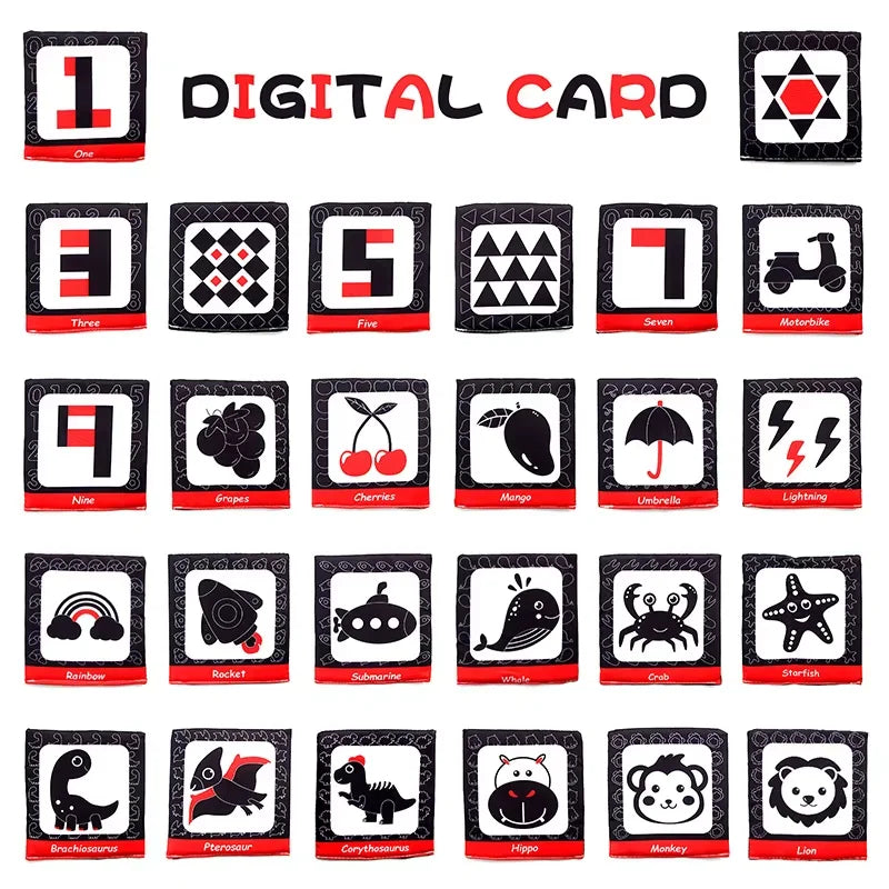 26pcs/set Baby Cloth Book Soft FlashCards with Cloth Storage Bag Baby Educational Cards Alphabet Graphic Digital Cognition Toys