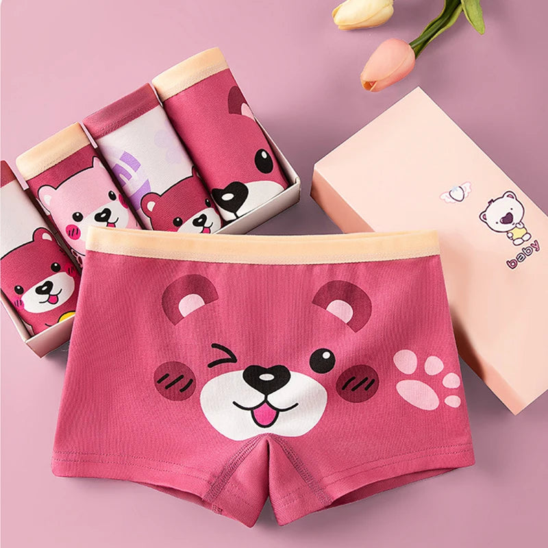 4pcs Cotton Girls Soft Panties Baby Lovely Character Pattern Cartoon Panty Students Boxer Briefs Kids Underwears Children Boxers