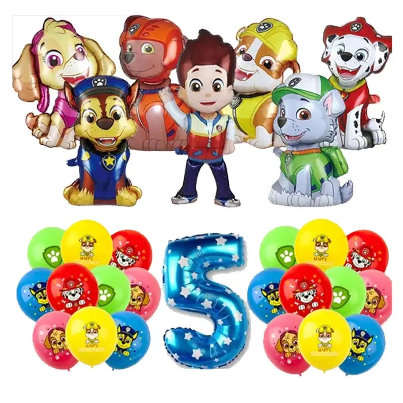 Paw Patrol Birthday Decorations Paw Patrol Tableware Plates Cups Balloons Banner Backdrop Cake Toppers Gift Bags Party Supplies