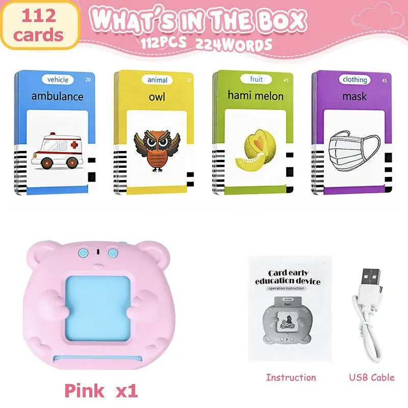 Learning English Flash Cards Machine Electronic Audio Book Toy Montessori Educational Toy for Children Christmas Gift 2026 New