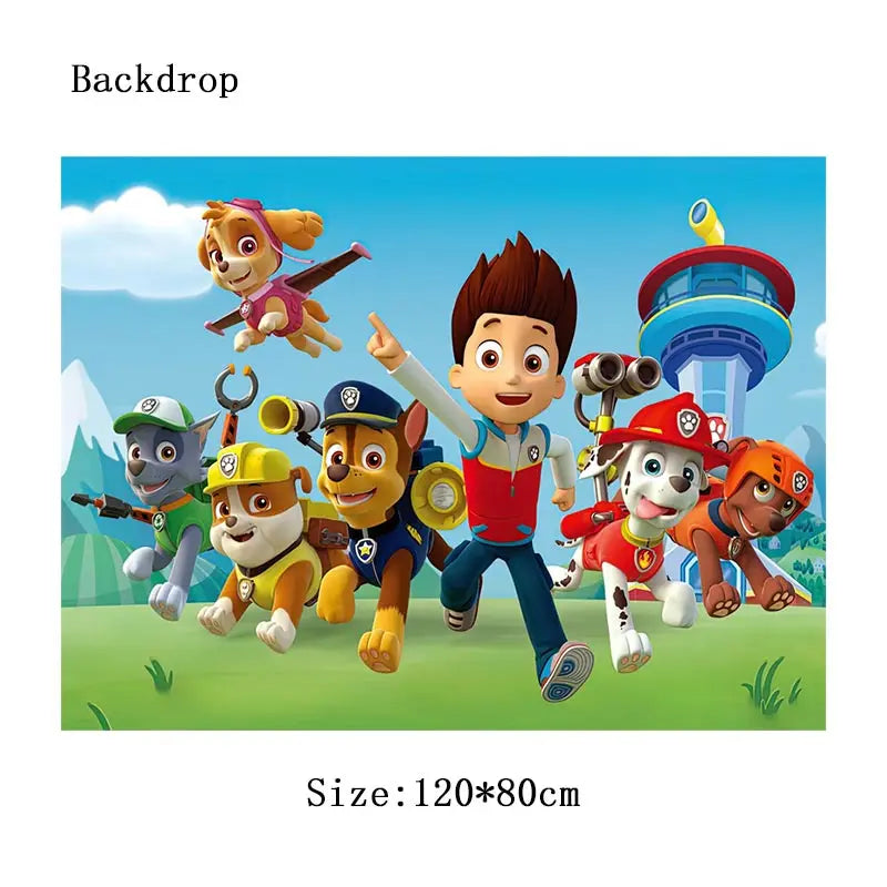 Paw Patrol Birthday Decorations Paw Patrol Tableware Plates Cups Balloons Banner Backdrop Cake Toppers Gift Bags Party Supplies