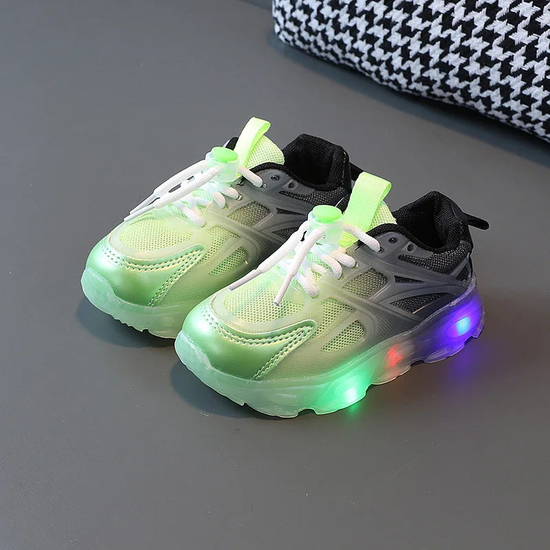 New Girl Sneakers LED Light on Child Shoes Gradient Colors Comfort Soft Sole Anti Slip Boy Shoe Spring Trendy Casual Shoes Niños