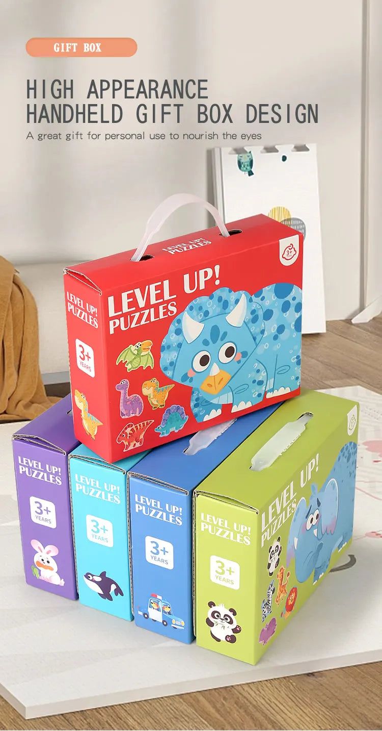 Wooden Jigsaw Puzzle Kids Toy Cartoon Animal Jigsaw Puzzles Game Early Educational Toys Gift Set for Children