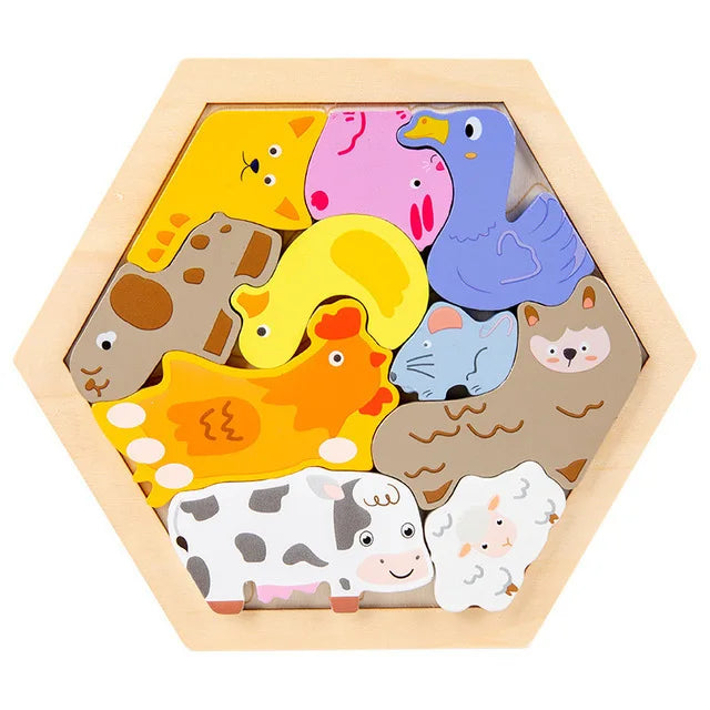Baby Toy Wooden jigsaw Puzzle Creative 3D Puzzle for Children's Intelligence Development Early Educational toys for Children