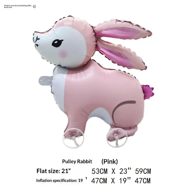 4D Cartoon Foil Balloons Elephant Stand Walking Balloon With Wheel For Kids Birthday Party Decoration Baby Shower