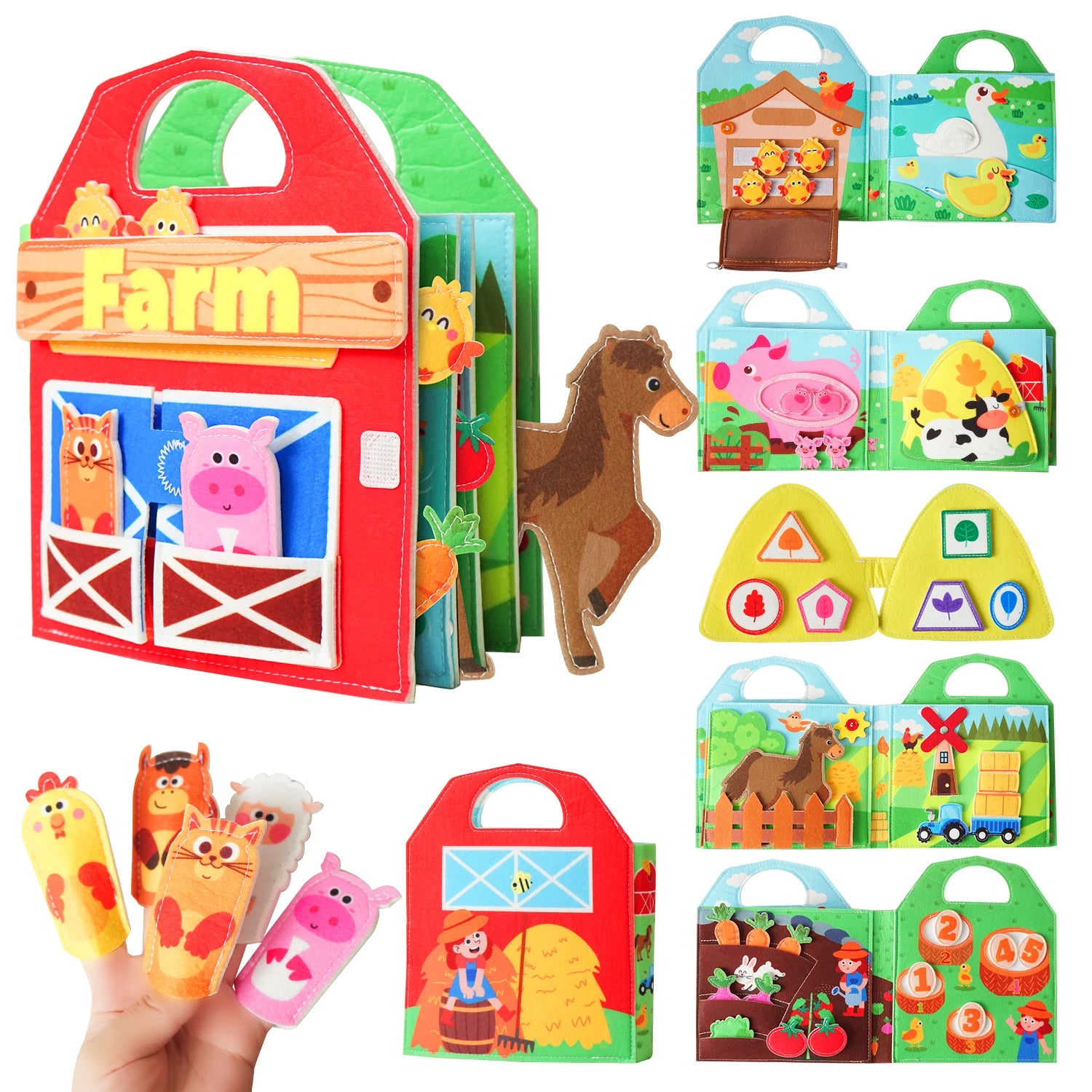 Busy Board 1 Year Old - Farm Animals Quiet Busy Book for Toddlers Aged 1-3-Montessori Toys for Boys and Girls, Learning Activiy