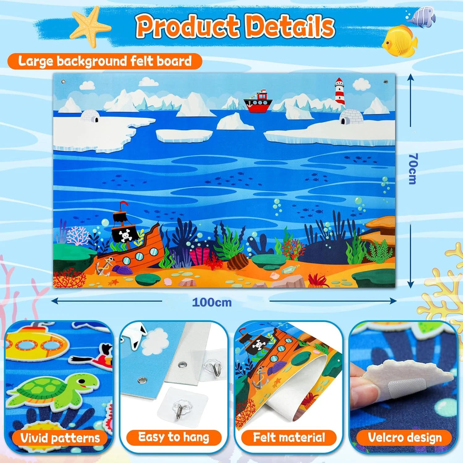 Ocean Felt Story Board Toys Farm Animals Early Learning Storytelling Flannel Board Classroom Educational Interactive Play Kit
