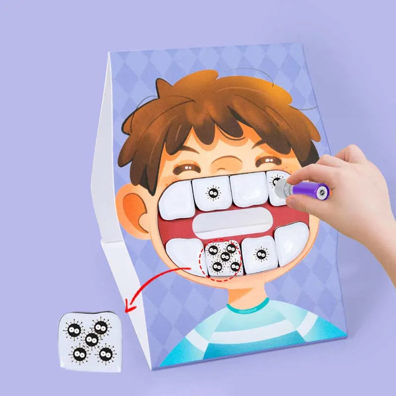 Montessori Parent-Child Interaction Simulation Brush Teeth Childhood Educational Toys Fine Motor Board Games Puzzle Toys For Kid