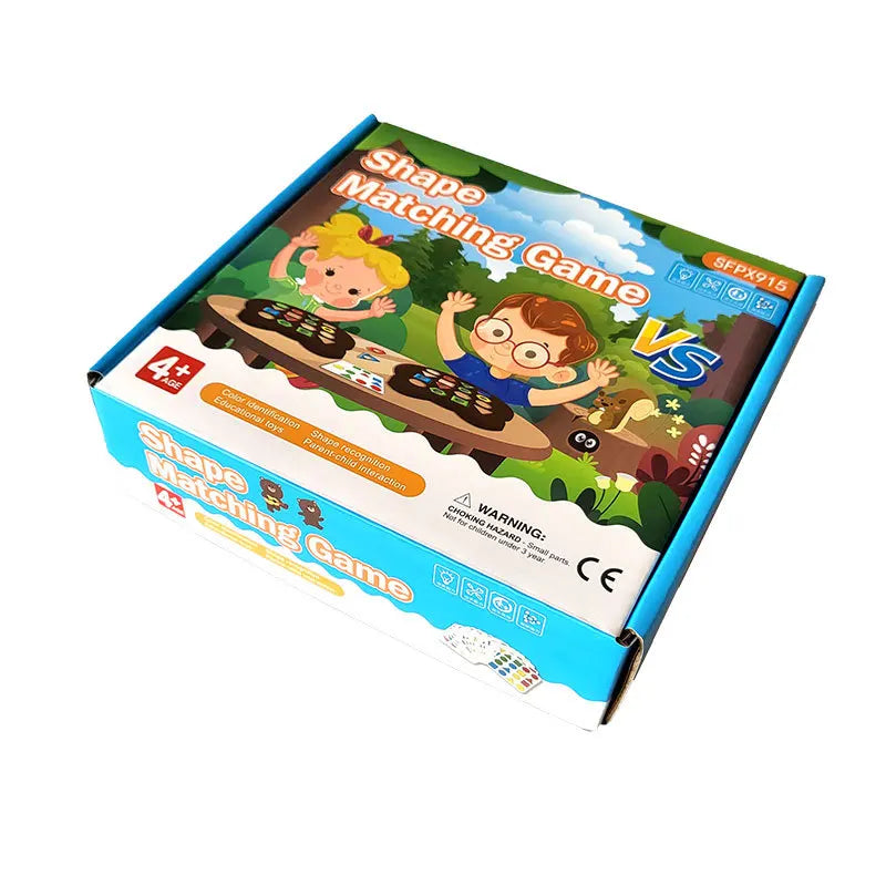 A new type of puzzle toy for young children, featuring geometric shapes matched with wooden blocks for parent-child interactive
