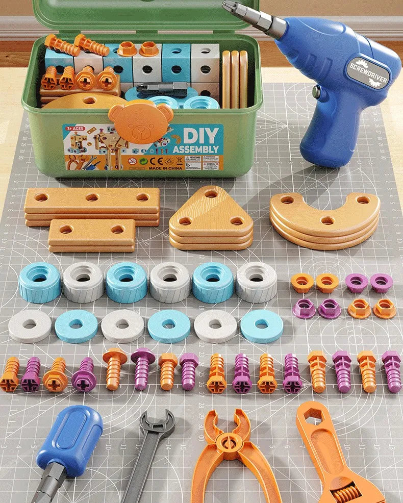DIY Nut Hand Disassembly Assembly Puzzle Simulated Screwing Toolbox Early Educational Kids Toy Shape Insert Blocks Toys For Boys