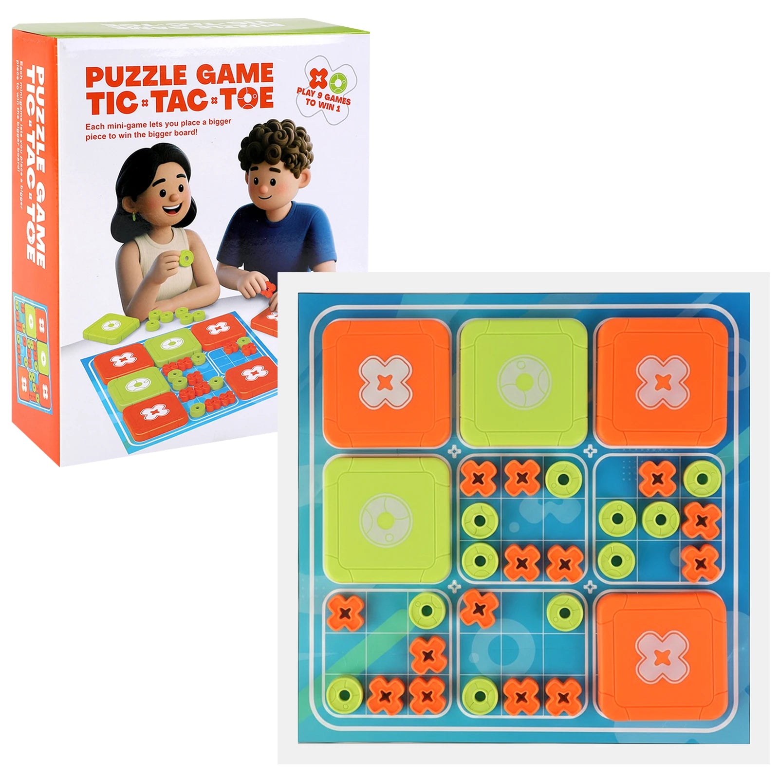 3-in-1 Tic Tac Toe Bolt Game Handheld Puzzle Set Travel-Friendly Great for Christmas Party Games Family Fun Game Night